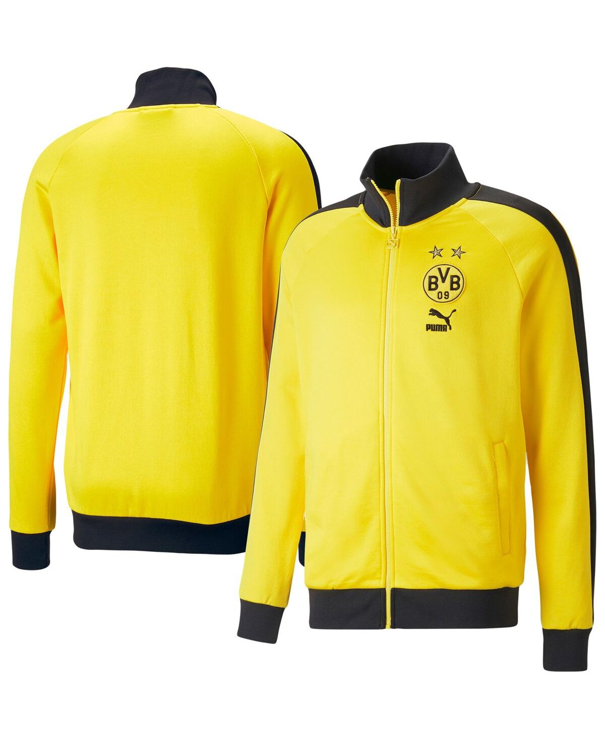 Shop Puma Men's  Yellow Borussia Dortmund Ftblheritage T7 Raglan Full-zip Track Jacket
