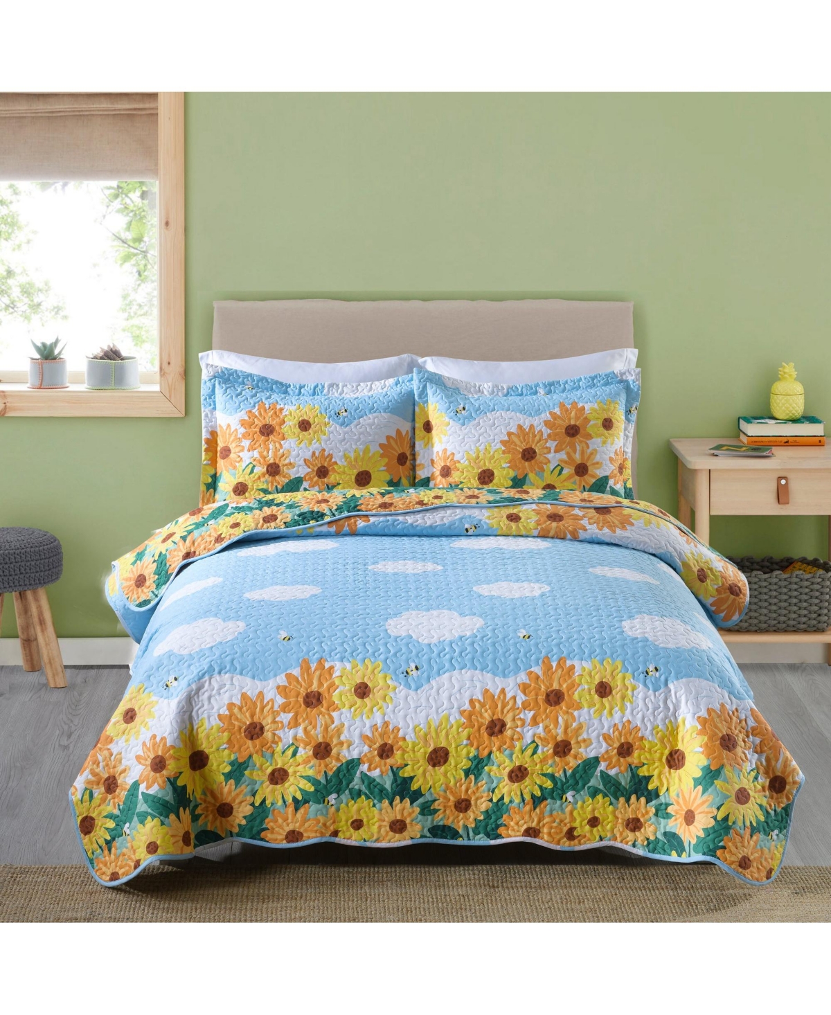 MarCielo 100% Cotton Kids Quilt Bedspread Set for Teens Girls Bedding Tyh -