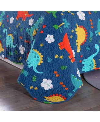 100% Cotton Kids Quilt Dinosaur Bedspread Set for Teens Girls Bedding - Full