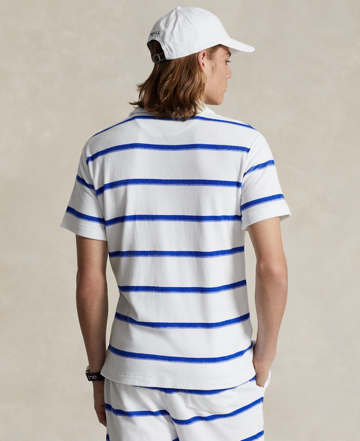Polo Ralph Lauren Men's Custom Slim Fit Striped Terry Camp Shirt