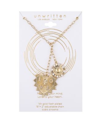 Cubic Zirconia Love Heart, Sun Pendant Y-Necklace