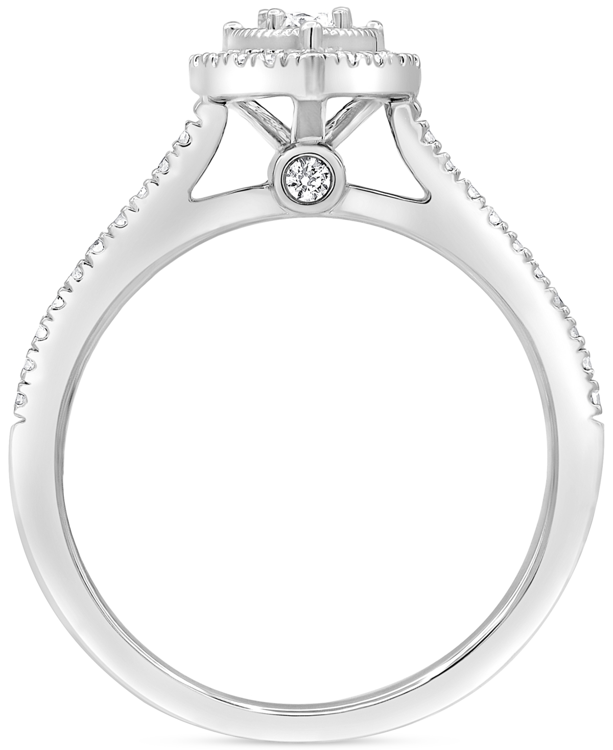 Shop Macy's Diamond Pear Halo Engagement Ring (1/2 Ct. T.w.) In 14k White Gold