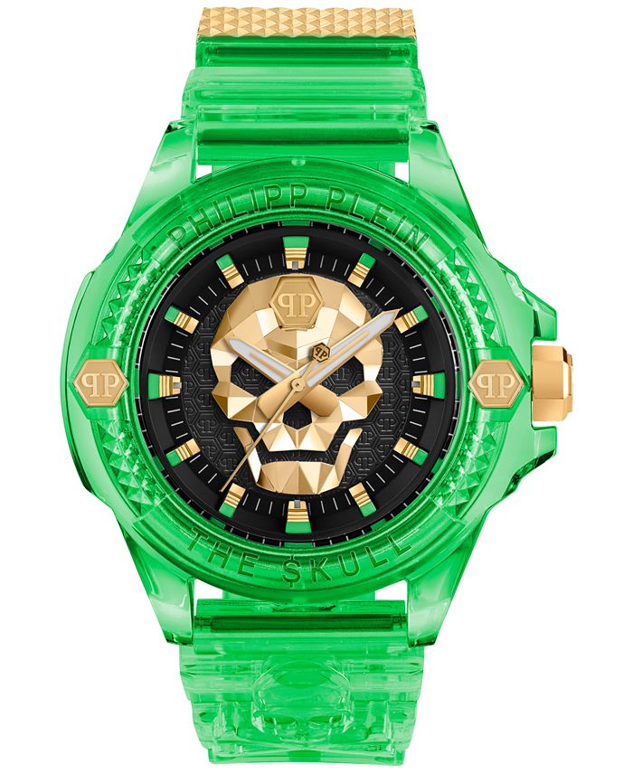 Philipp Plein Unisex The Skull Scuba Duba Green Silicone Strap Watch 44mm -  Macy's