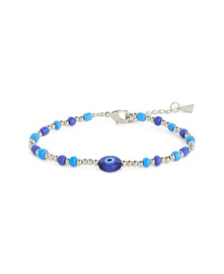 Gold-Tone or Silver-Tone Blue Beaded Sibyl Bracelet