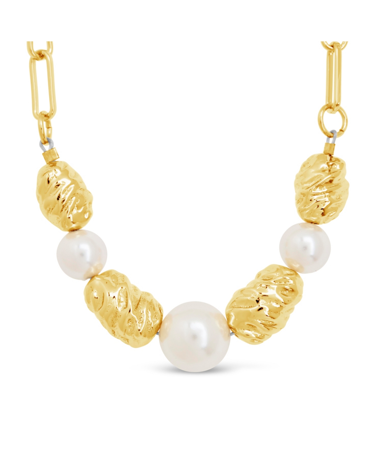 Sterling ForeverTone or Silver-Tone Beaded and Cultured Pearl Sylvie Statement Necklace - Gold