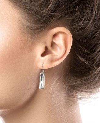 Rectangular Crystal Drop Earrings in Silver-Plate