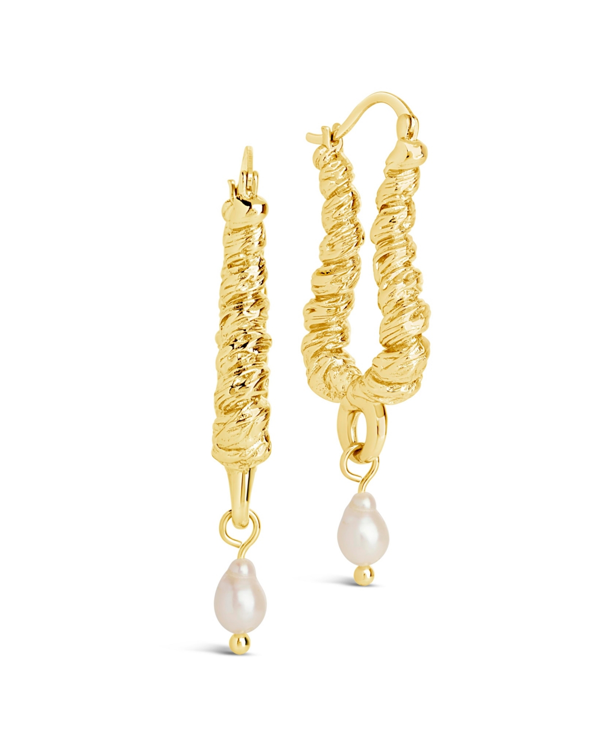 Shop Sterling Forever Gold-tone Or Silver-tone Drop Cultured Freshwater Pearl Sylvie Statement Hoops