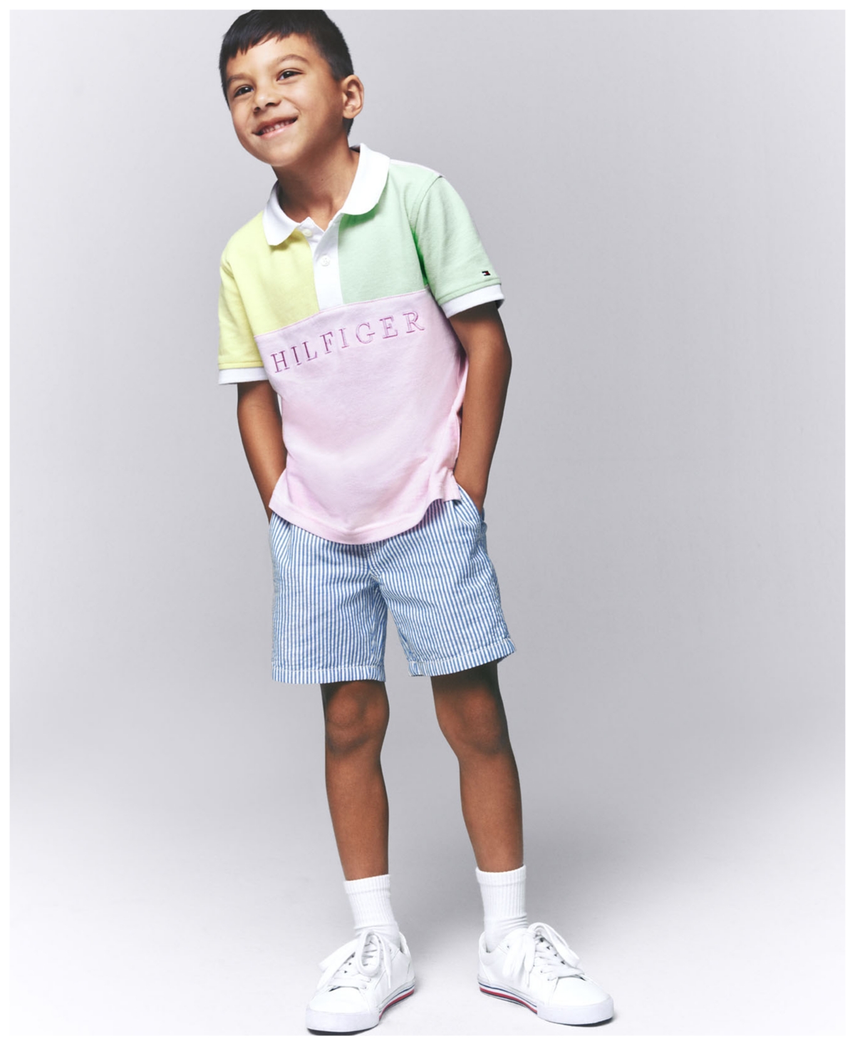 Shop Tommy Hilfiger Toddler Boys Split Striped Polo Shirt In Lemonade
