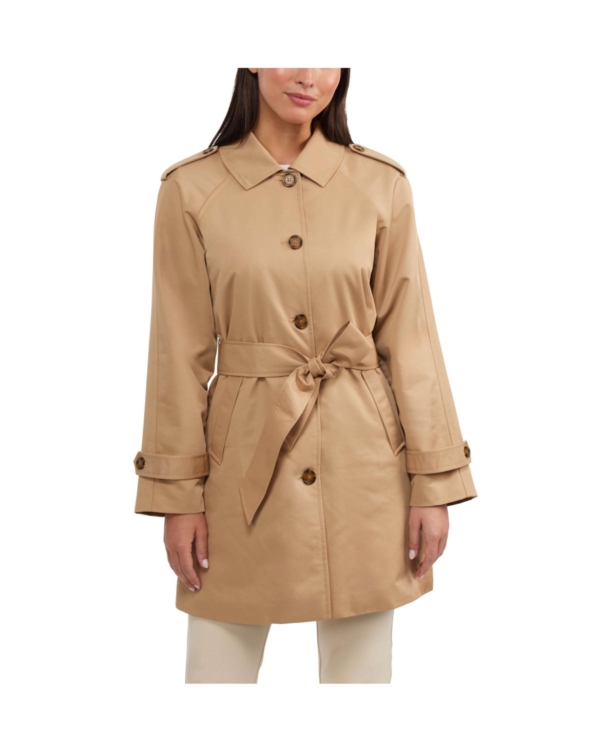 Women's Women's Cinched Waist Gillet Trench Coat - Classic camel