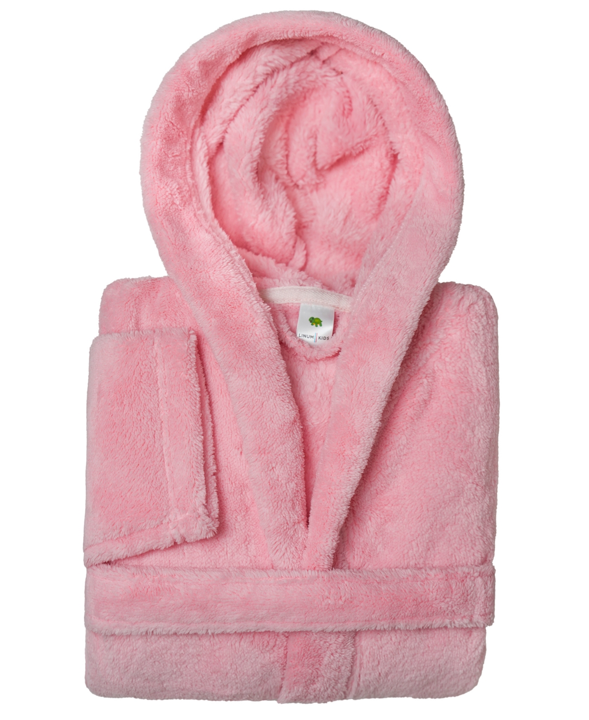 Shop Linum Home Kids Super Plush Double Brushed Hooded Polyester Bathrobe In Pink