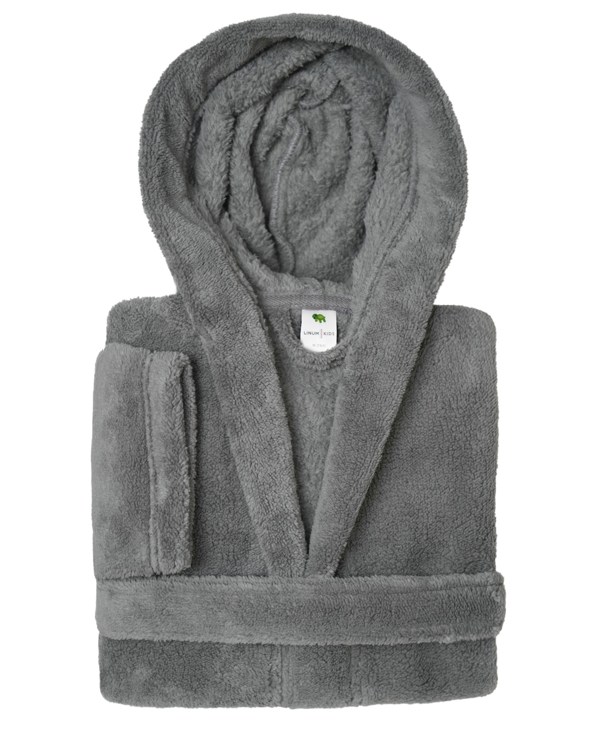 Shop Linum Home Kids Super Plush Double Brushed Hooded Polyester Bathrobe In Gray