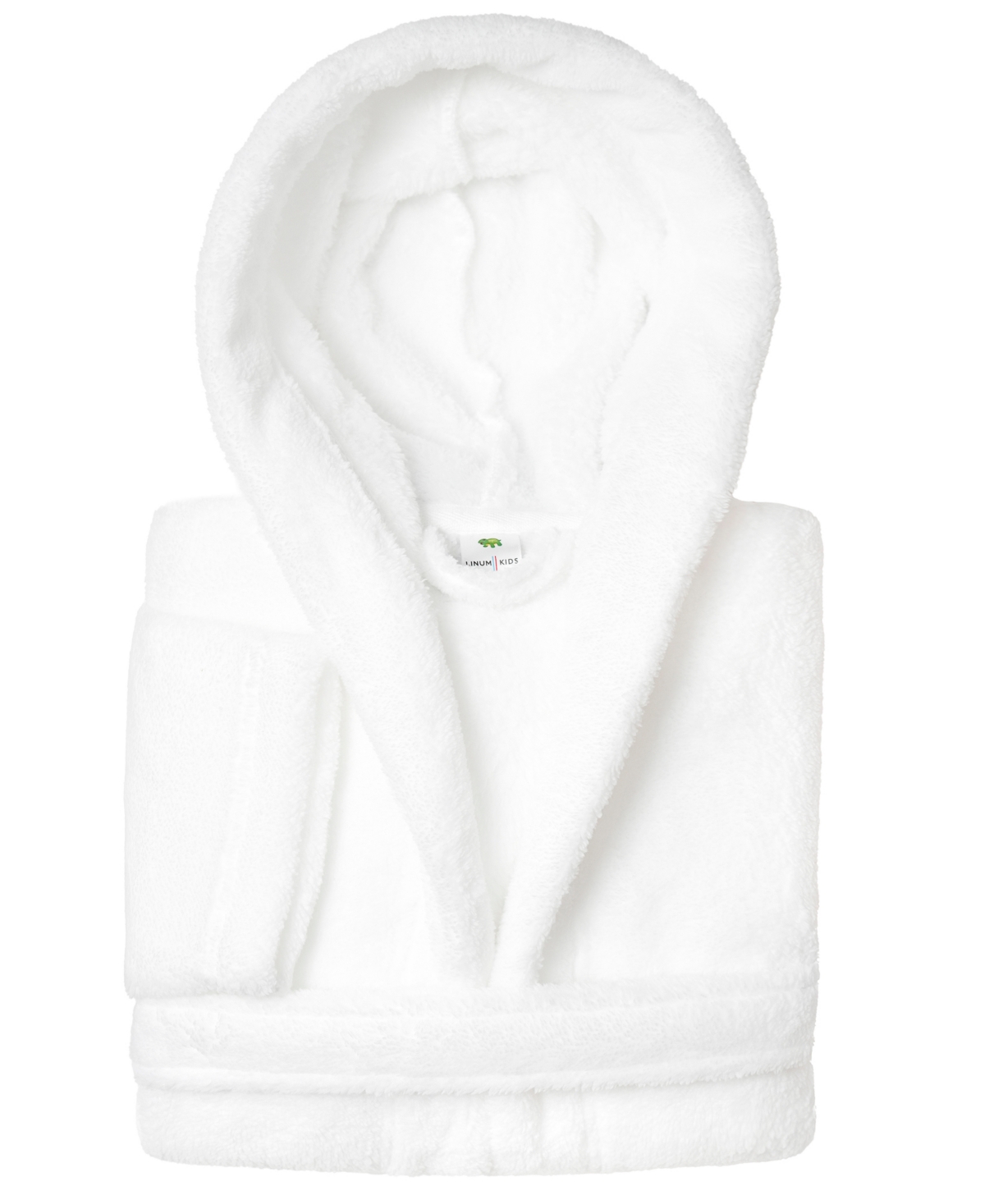 Shop Linum Home Kids Super Plush Double Brushed Hooded Polyester Bathrobe In White