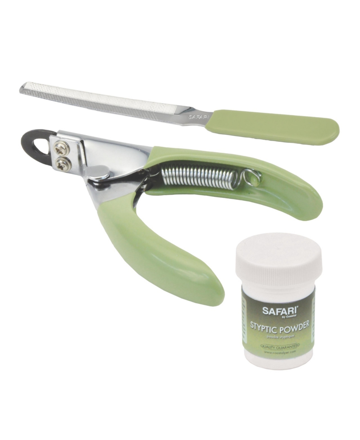 Safari by Nail Grooming Kit - Nail File, Pet Styptic Powder & Guillotine Nail Trimmer - Light/Pastel Green