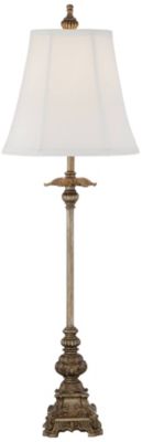 Juliette Traditional Buffet Table Lamps 36 1/2" Tall Set of 2 Antique Gold Ornate Base White Bell Shade for Bedroom Living Room Bedside
