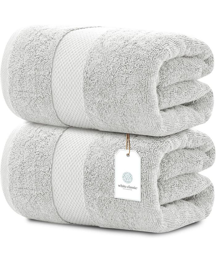 White Classic Luxury Cotton Jumbo Bath Sheets 35x70" Set of 2 Macy's