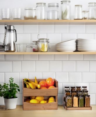 2-Piece Stackable Bamboo Bin Set