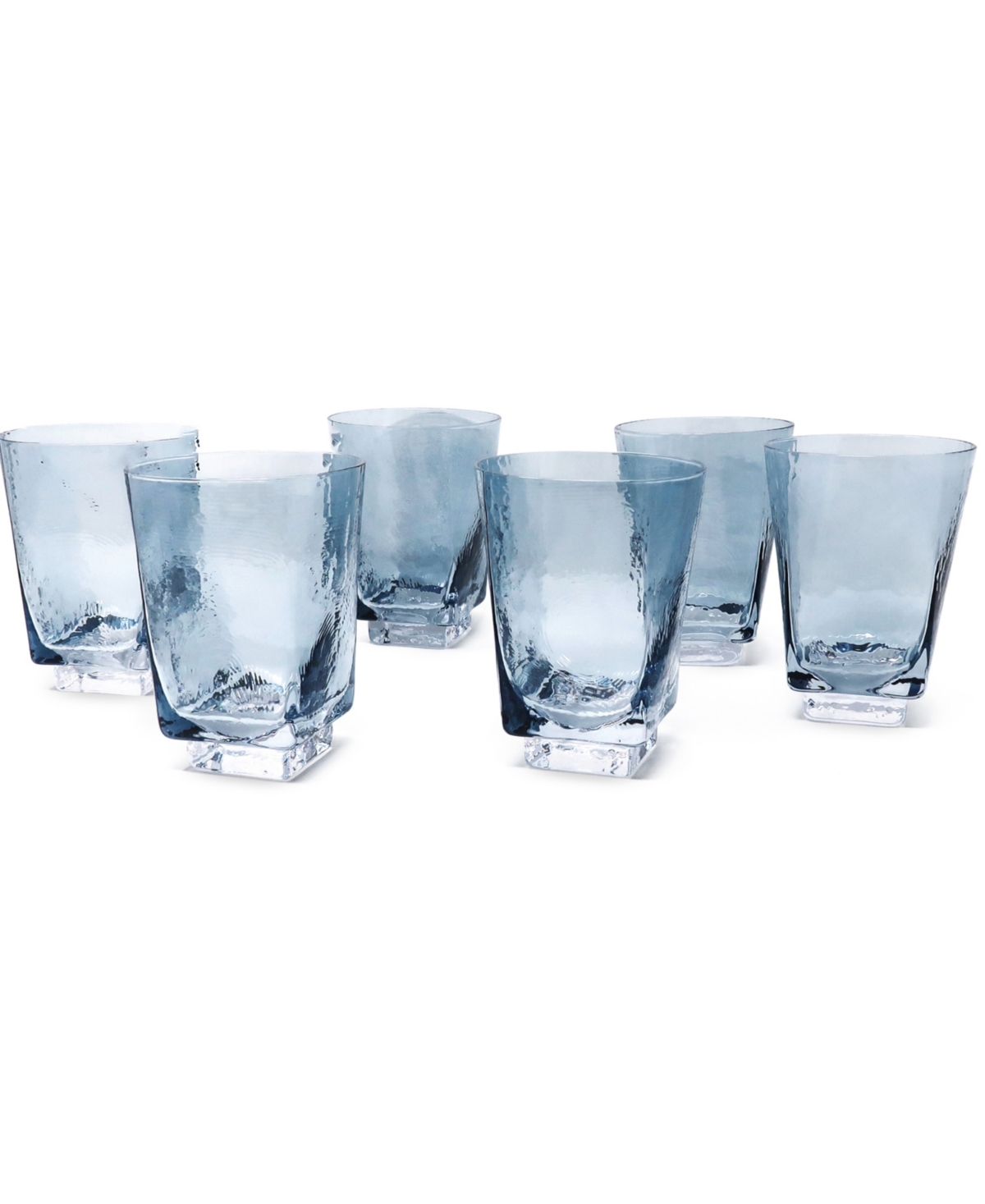 Shop Vivience Hammered Dof Glasses, Set Of 6 In Blue