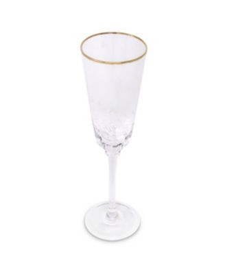 Square Shaped Rim Hammered Flute Glasses, Set of 6