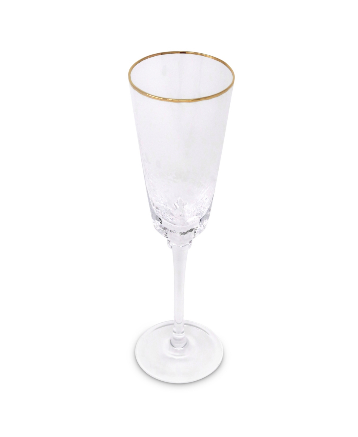 Vivience Square Shaped Rim Hammered Flute Glasses, Set Of 6 In Clear,gold