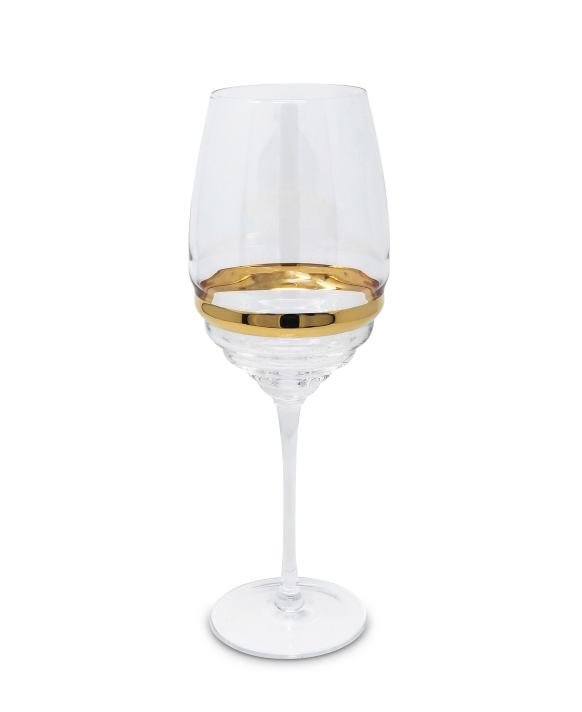 Vivience Stripe Wine Glasses, Set Of 6 In Clear,gold