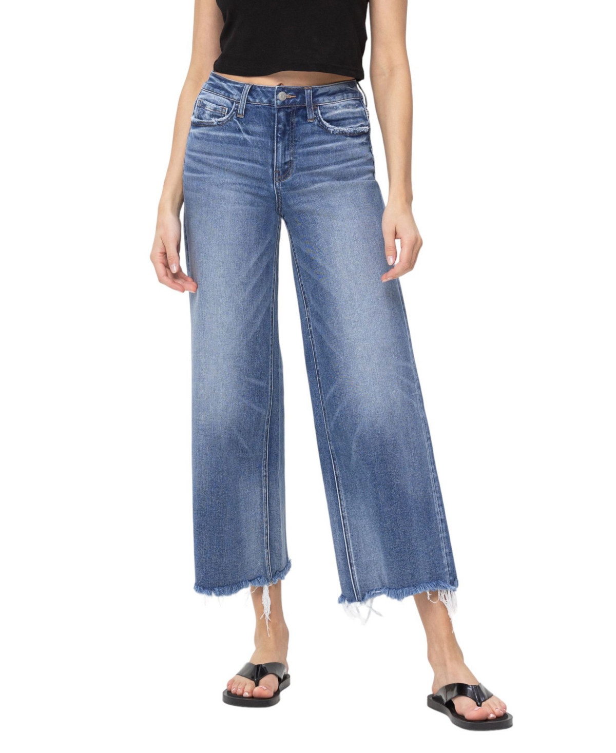 Women's High Rise Wide Leg Jeans - Sagacity blue