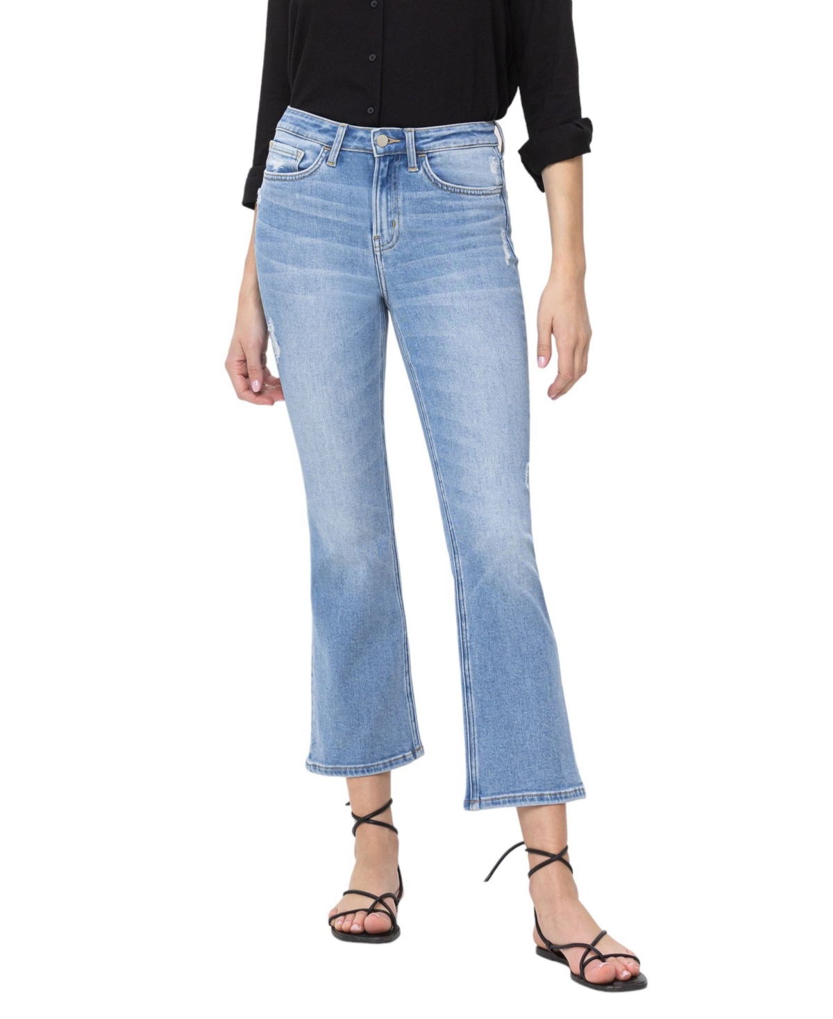 Women's High Rise Cropped Flare Jeans - Sprightly blue
