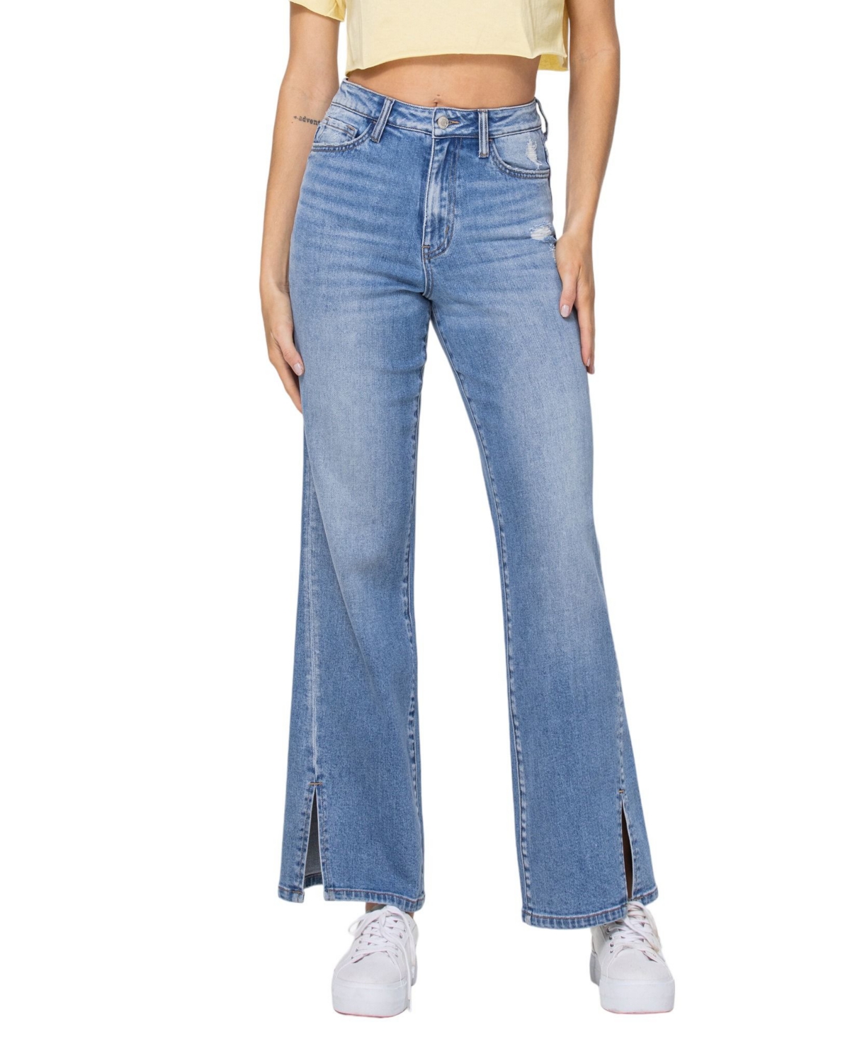 Women's Super High Rise 90's Vintage-like Flare Jeans - Centered blue