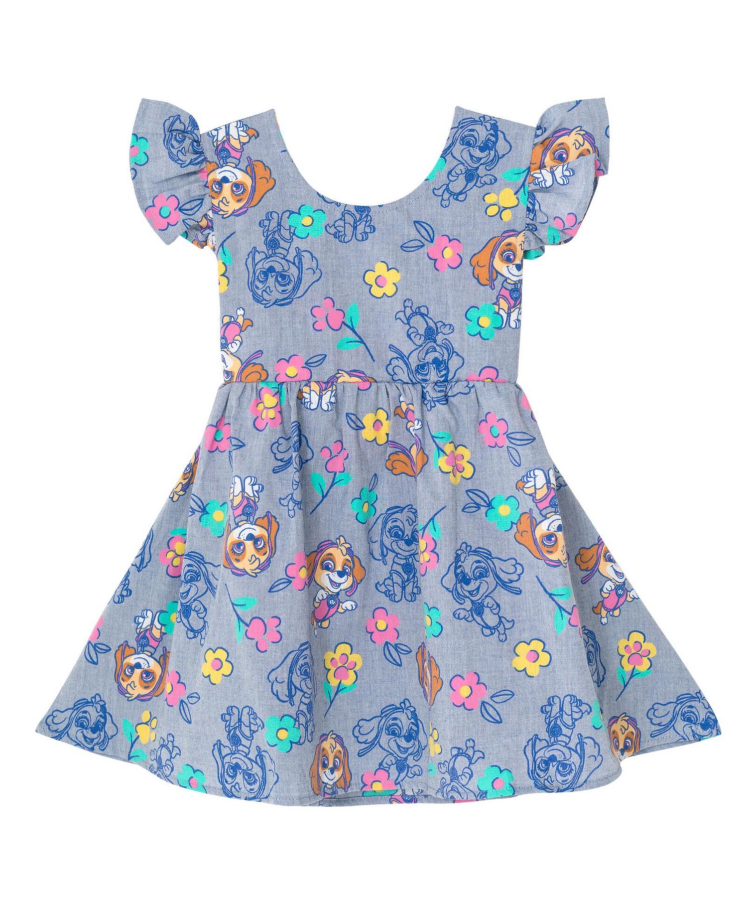 Toddler Girls Skye Floral Chambray Skater Dress Toddler|Child