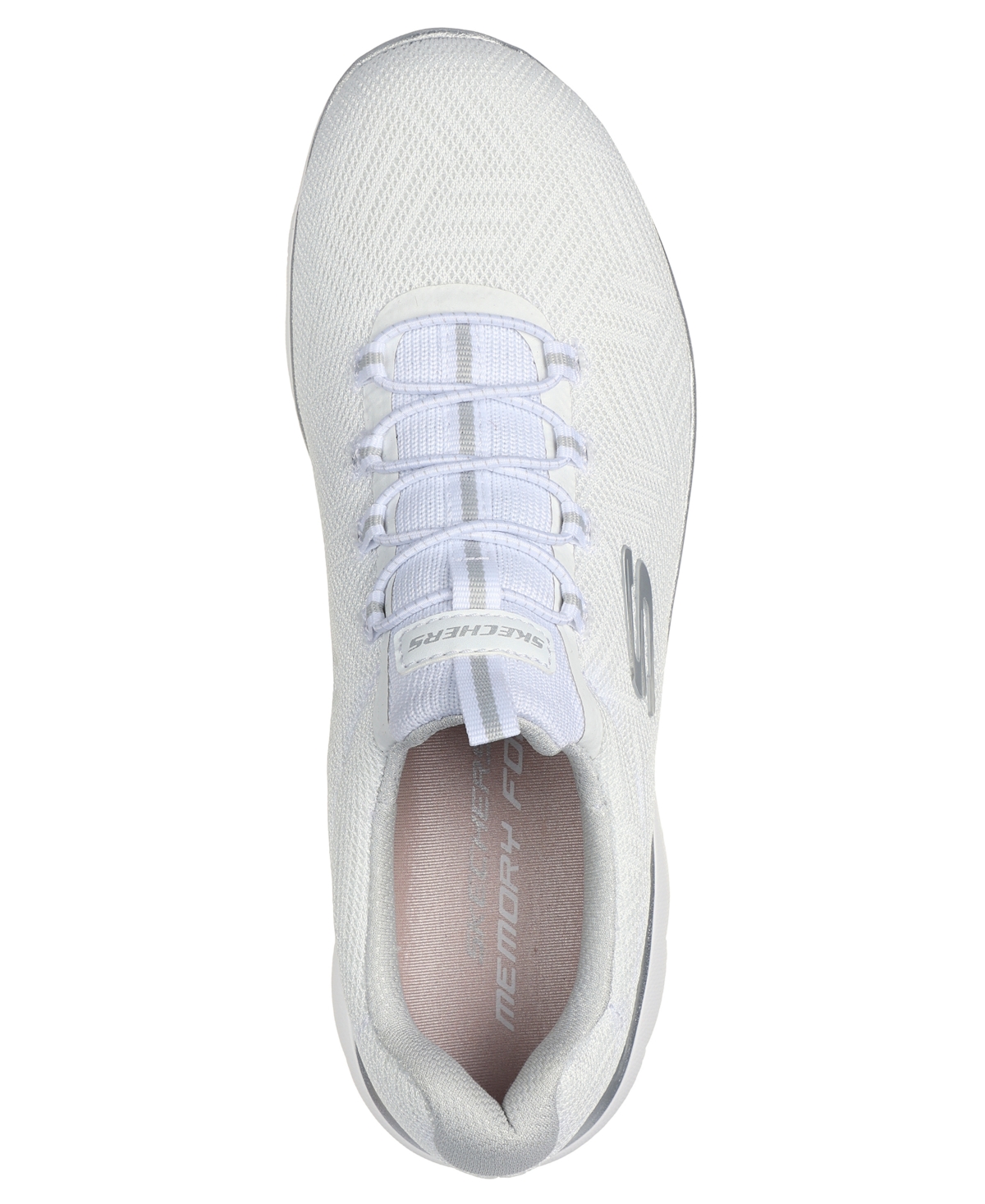 Skechers Women's Summit-artistry Chic Wide Casual Sneakers From Finish Line In White,silver