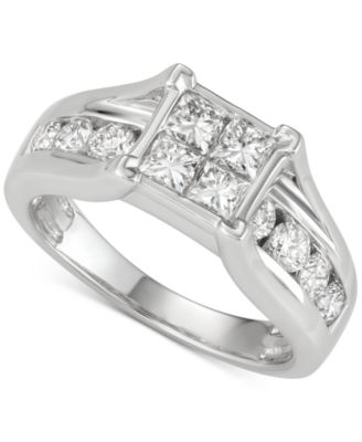 Diamond Princess Quad Channel Bridal Set (2 ct. t.w.) in 14k White Gold