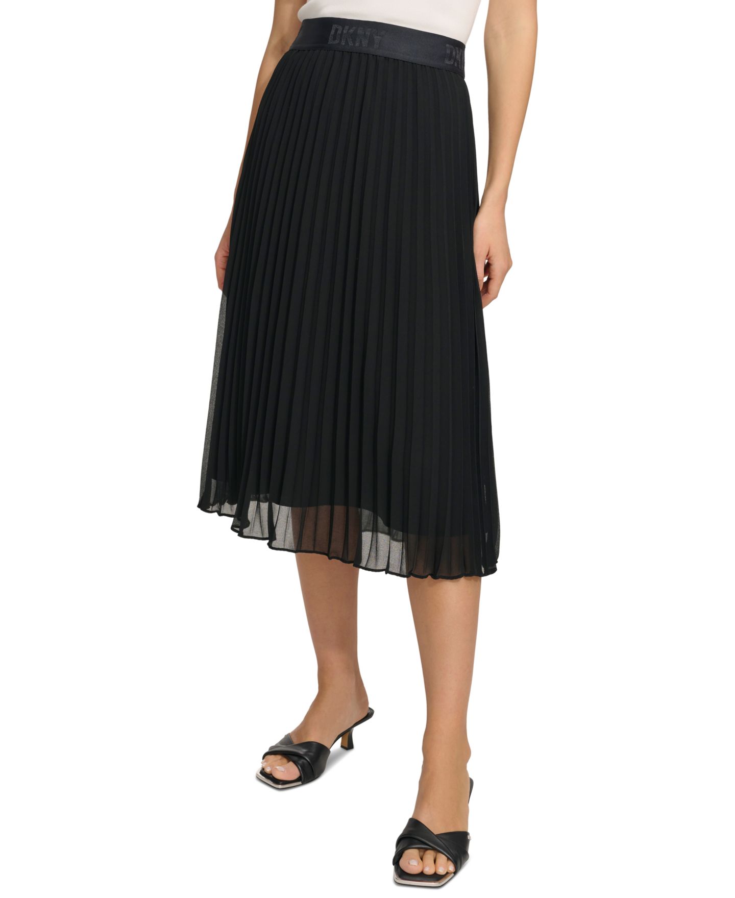 Женская юбка DKNY Pleated Midi, цвет: Чёрный — фото 4