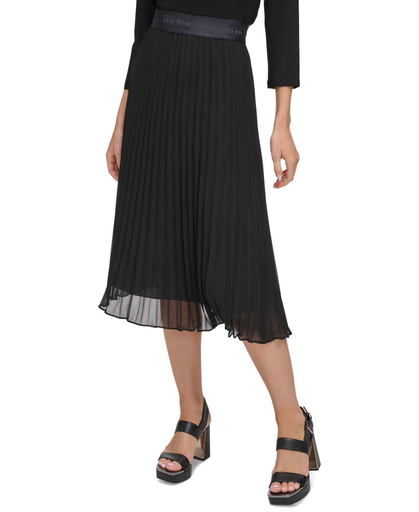 Женская юбка DKNY Pleated Midi, цвет: Чёрный — фото 11