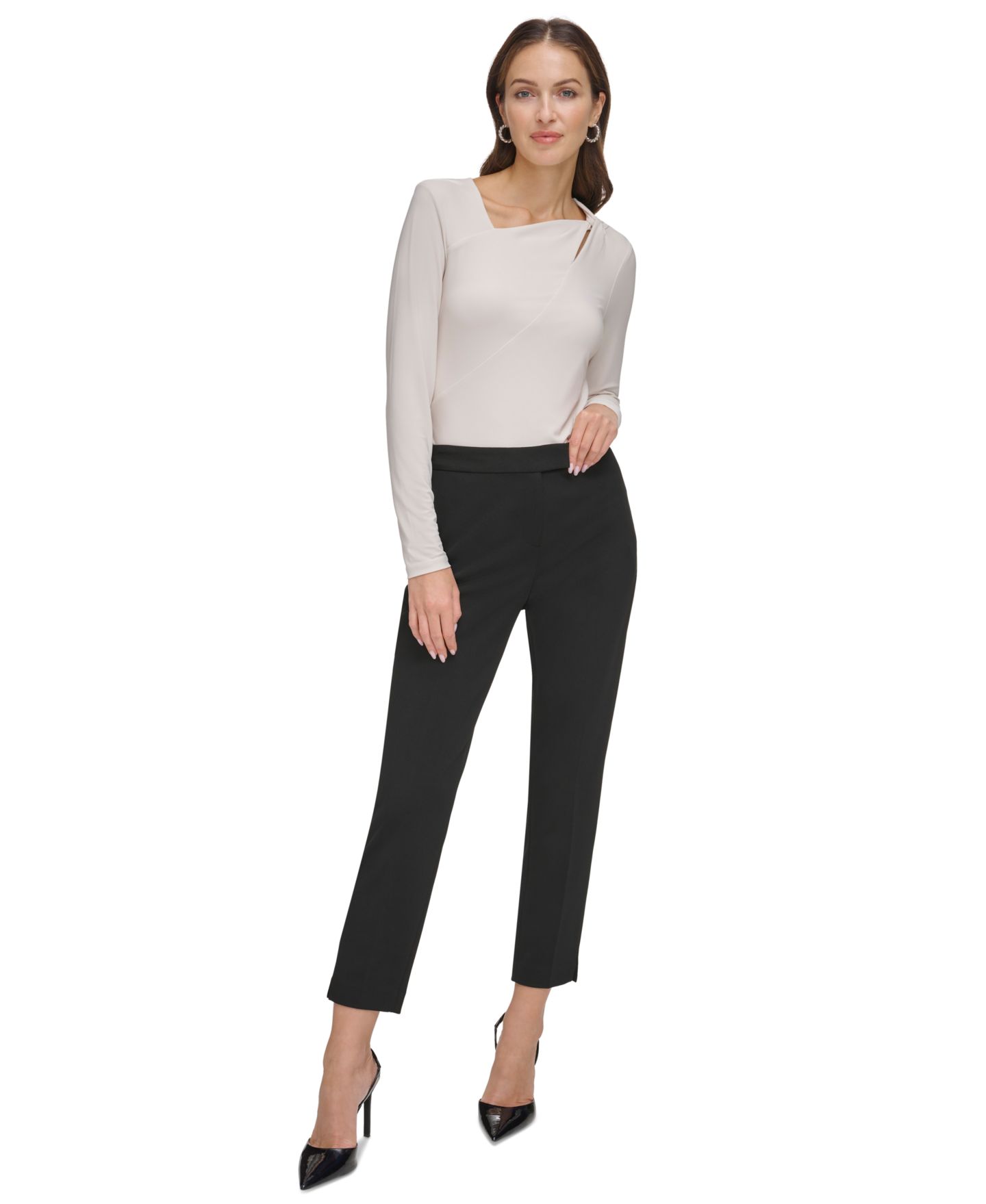 Женские брюки DKNY Essential Slim Leg Ankle, цвет: Чёрный — фото 4