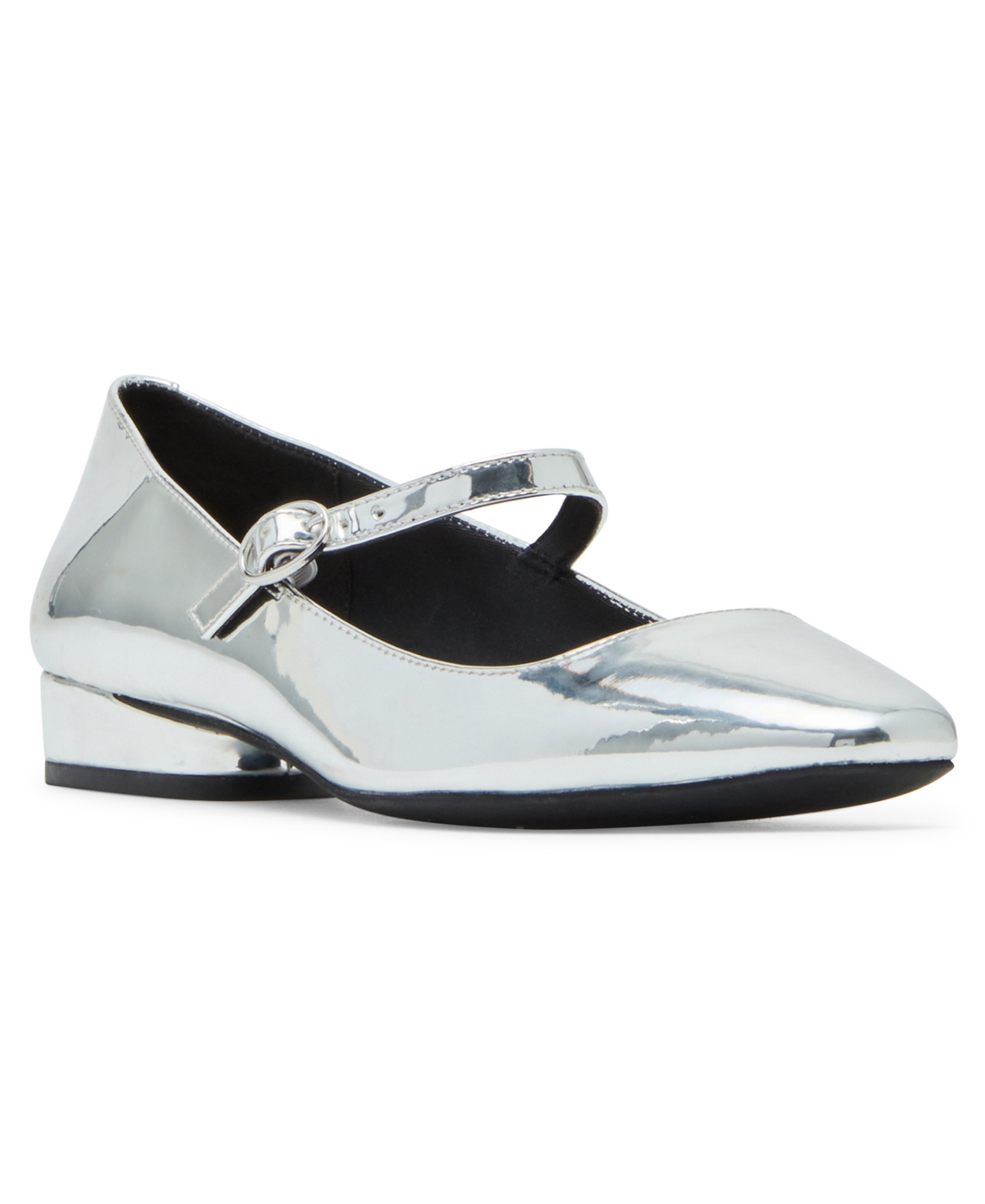 Shop Anne Klein Women's Calgary Mary Janes Square Toe Flats In Silver