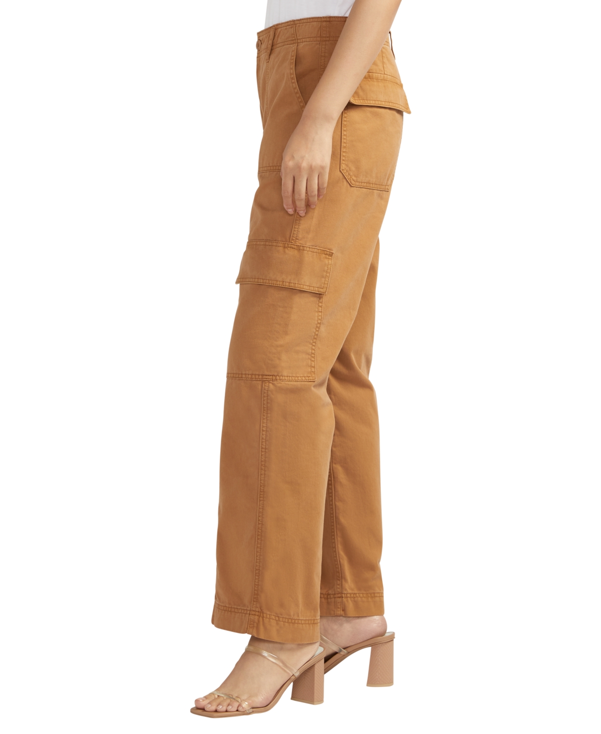 Shop Silver Jeans Co. Women's Wide Leg Cargo Pants In Camel