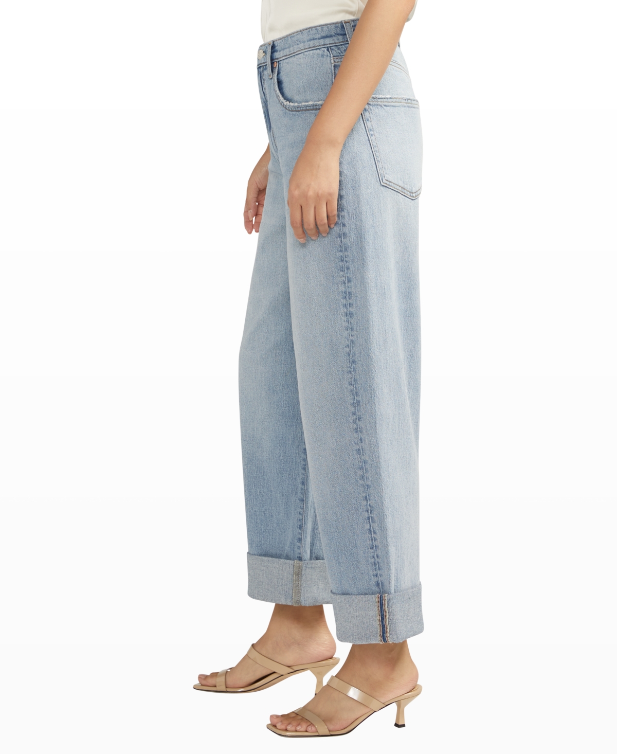 Silver Jeans Co. Women's Baggy Mid Rise Wide Leg Cropped Jeans