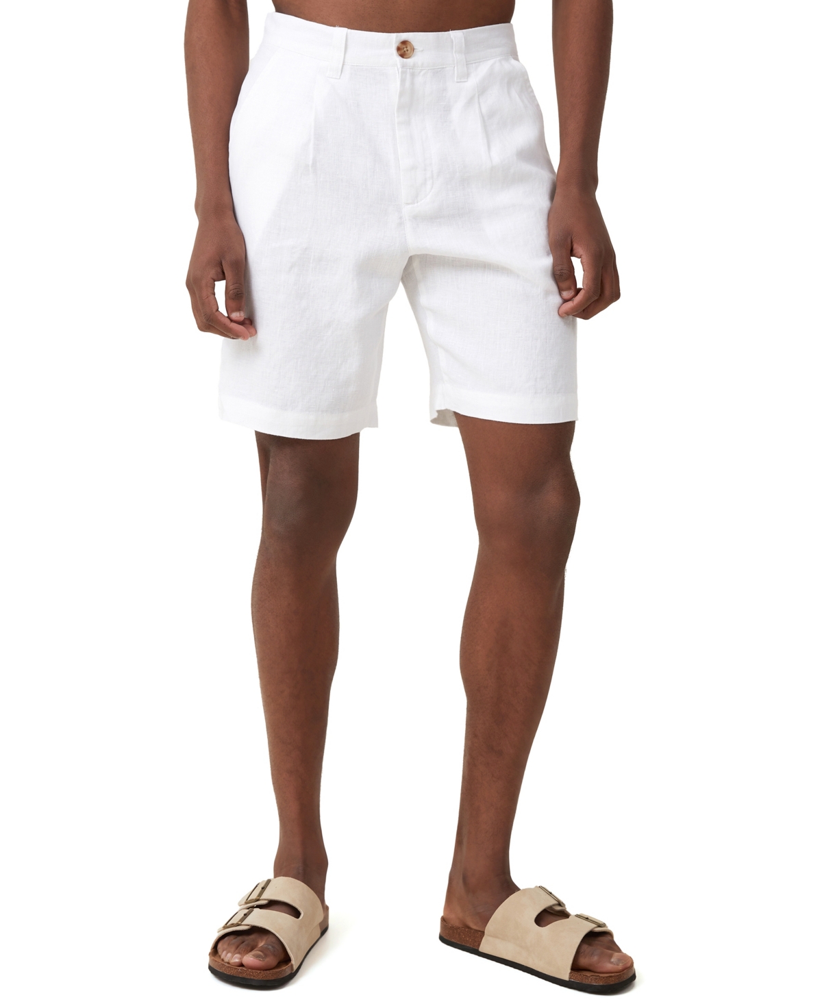 Shop Cotton On Men's Linen Pleat Shorts In White