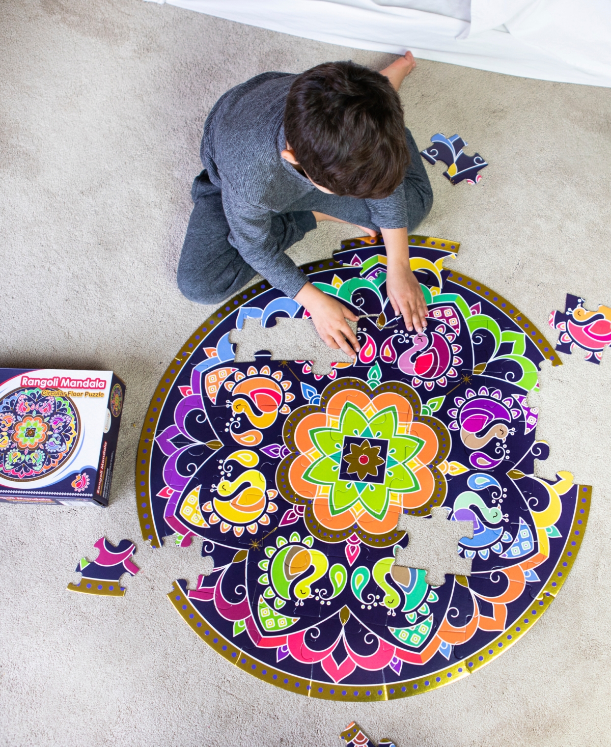 Shop Kulture Khazana Rangoli Mandala Circular Floor Puzzle, 48 Pieces In Mutli