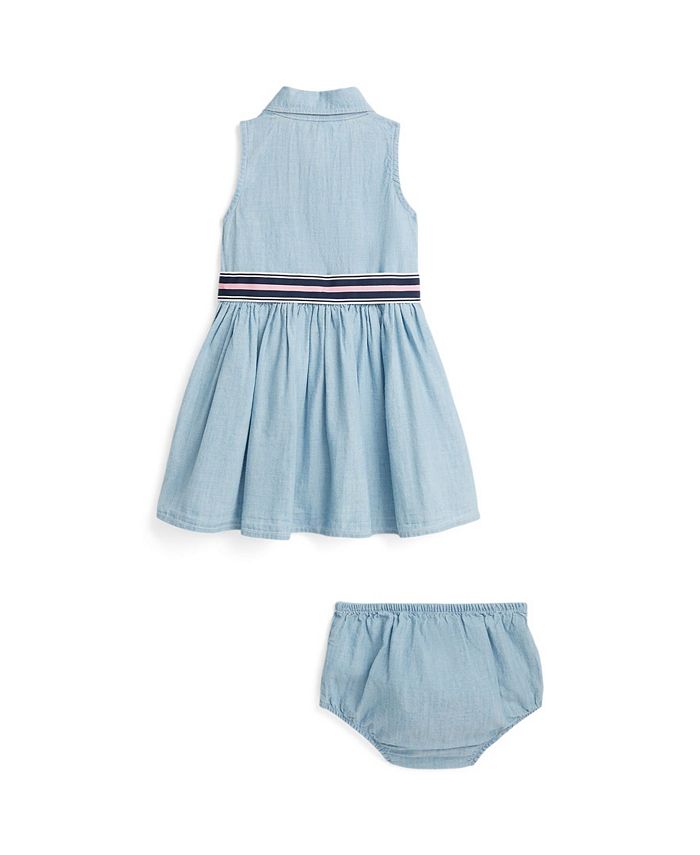 Polo Ralph Lauren Baby Girls Belted Chambray Shirtdress - Macy's