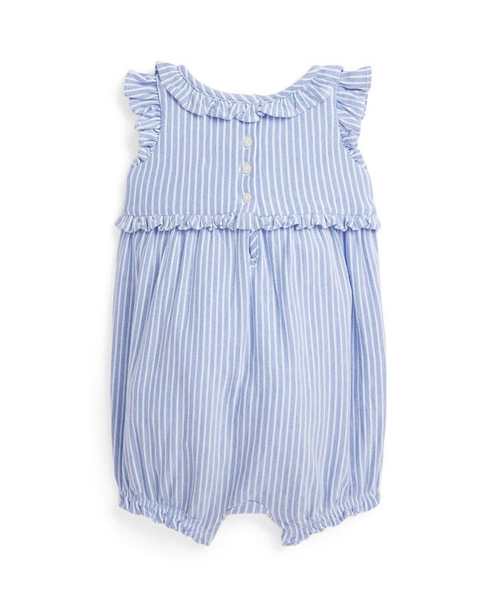 Polo Ralph Lauren Baby Girls Striped Knit Oxford Bubble Shortall Macy's