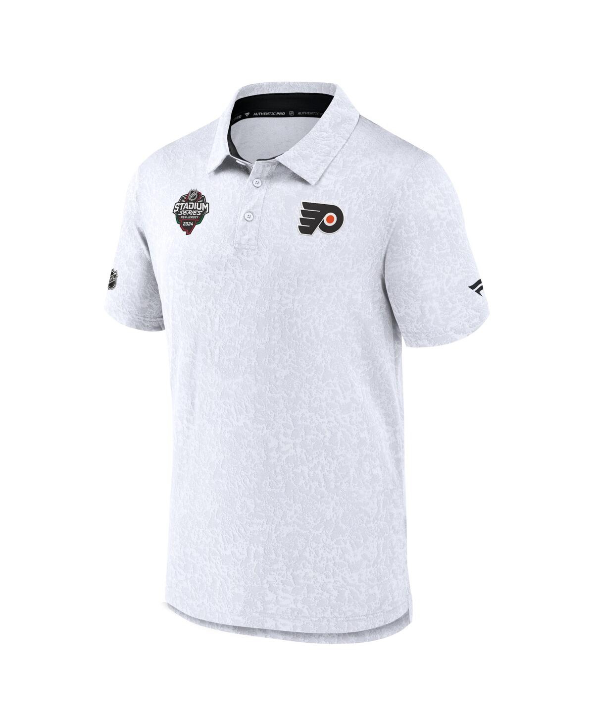 Shop Fanatics Men's  White Philadelphia Flyers 2024 Nhl Stadium Series Authentic Pro Jacquard Polo Shirt
