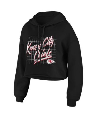 Women's Black Kansas City Chiefs Domestic Cropped Pullover Hoodie