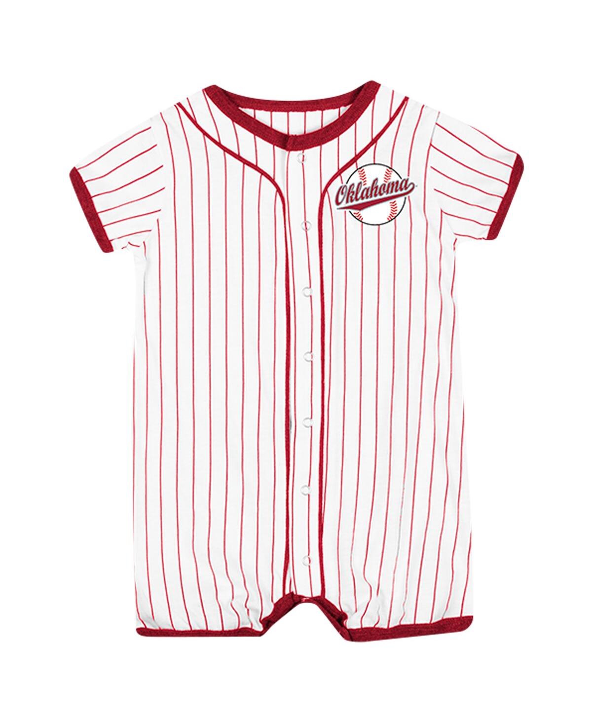 Shop Colosseum Baby Boys And Girls  White Oklahoma Sooners Pinstripe Dusty Romper