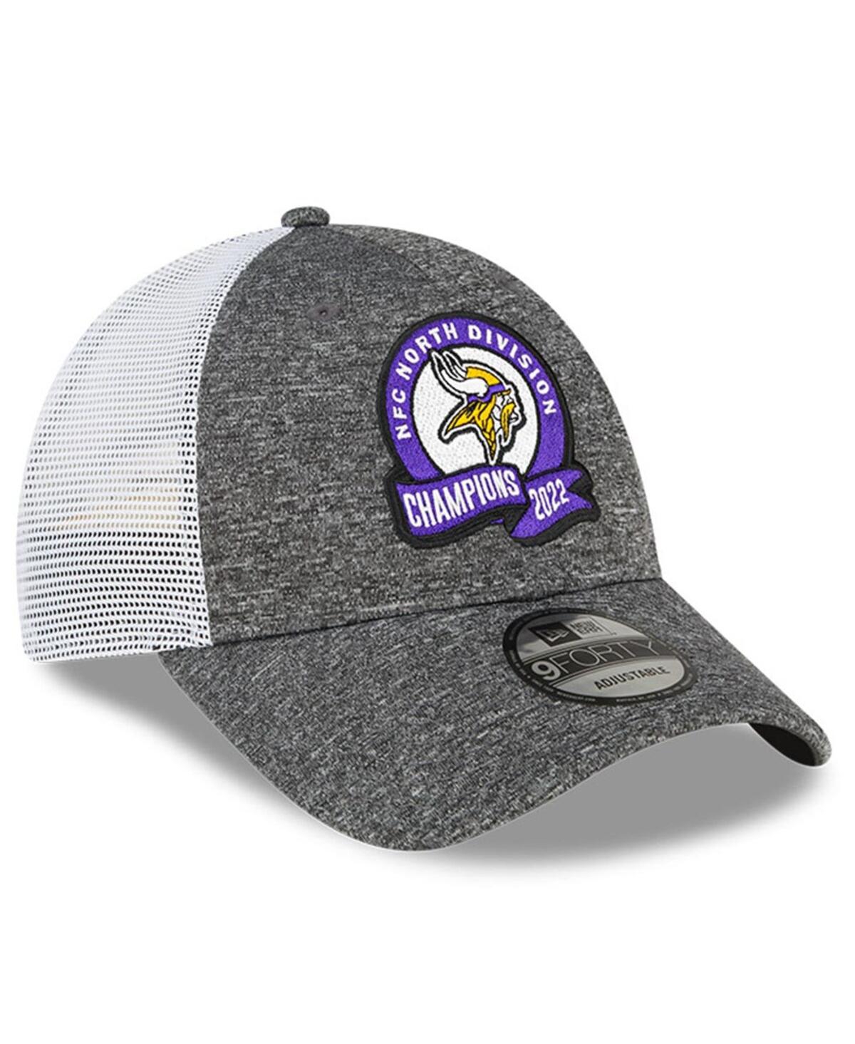 NEW ERA MEN'S NEW ERA HEATHER GRAY MINNESOTA VIKINGS 2022 NFC NORTH DIVISION CHAMPIONS LOCKER ROOM 9FORTY AD 