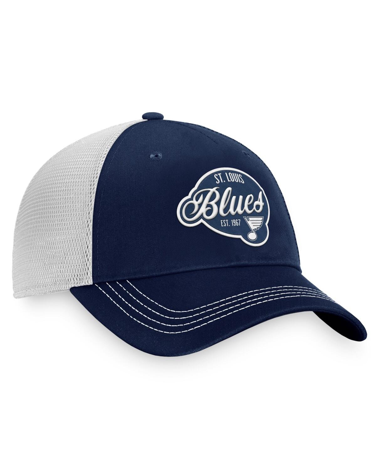 Shop Fanatics Women's  Navy, White St. Louis Blues Fundamental Trucker Adjustable Hat In Navy,white