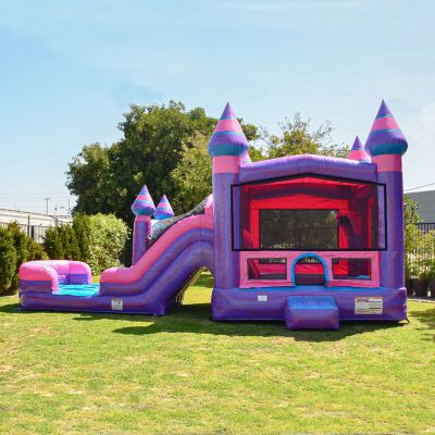 Purplish Commercial Grade Bounce House Water Slide Combo with Pool for Kids and Adults (with Blower), Basketball Hoop, Wet Dry Use, Outdoor Indoor, Birthday Party, Rental Quality