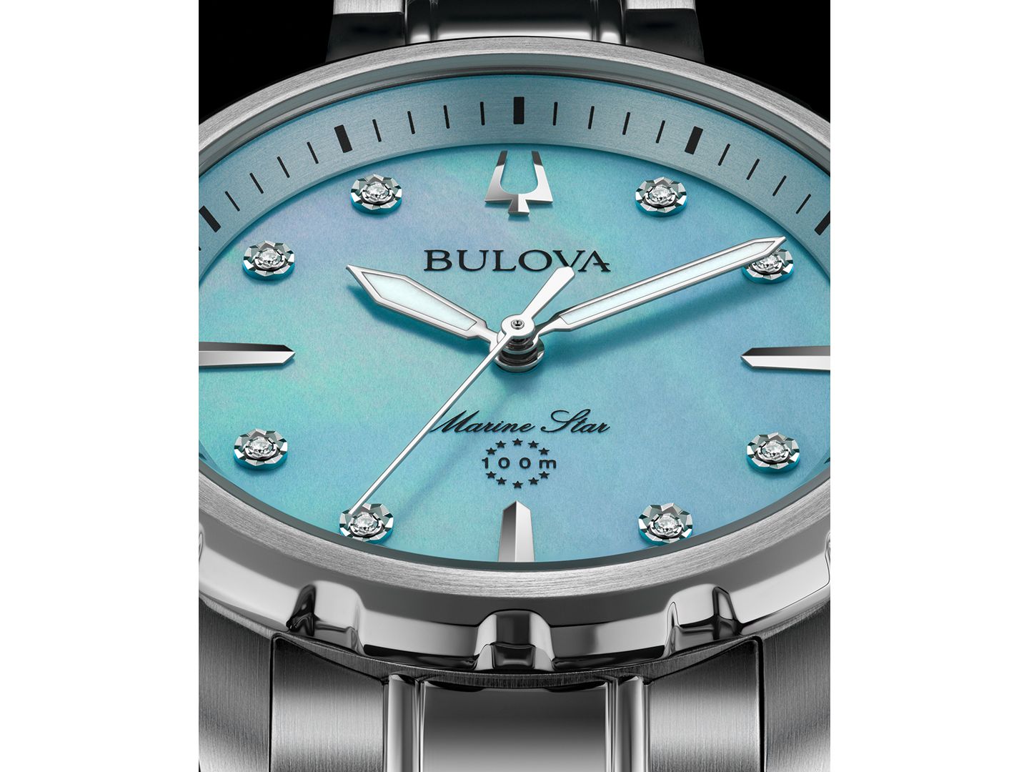 Женские часы Bulova Marine Star Diamond Accent Stainless Steel Bracelet Watch 36mm — фото 4