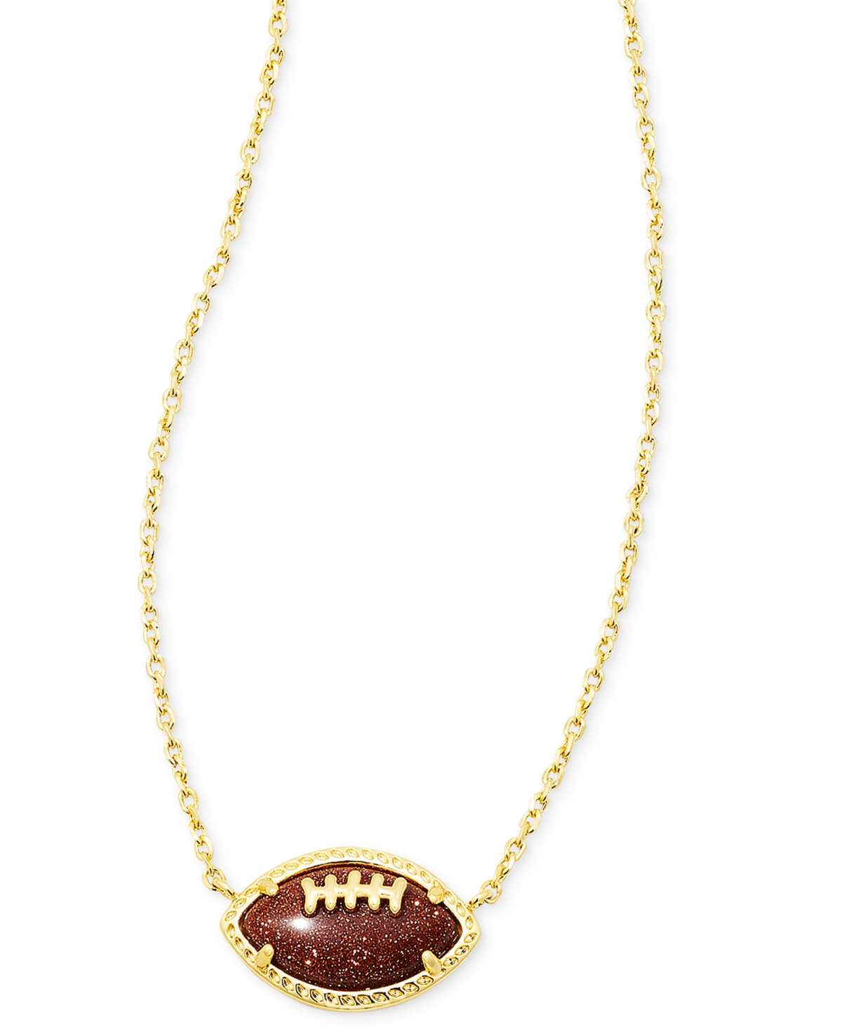 Shop Kendra Scott Goldstone Football 19" Adjustable Pendant Necklace In Darkorange Gold