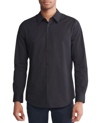 Calvin Klein - Men's Slim Fit Long Sleeve Solid Button-Front Shirt