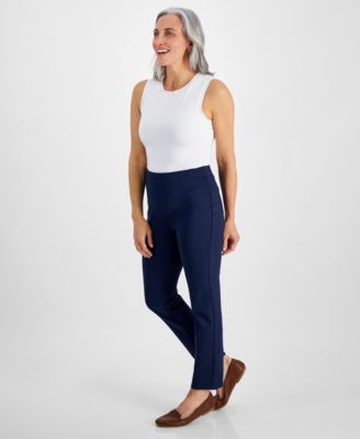Petite Mid Rise Pull On Straight Leg Ponte Pants, Created for Macy's 